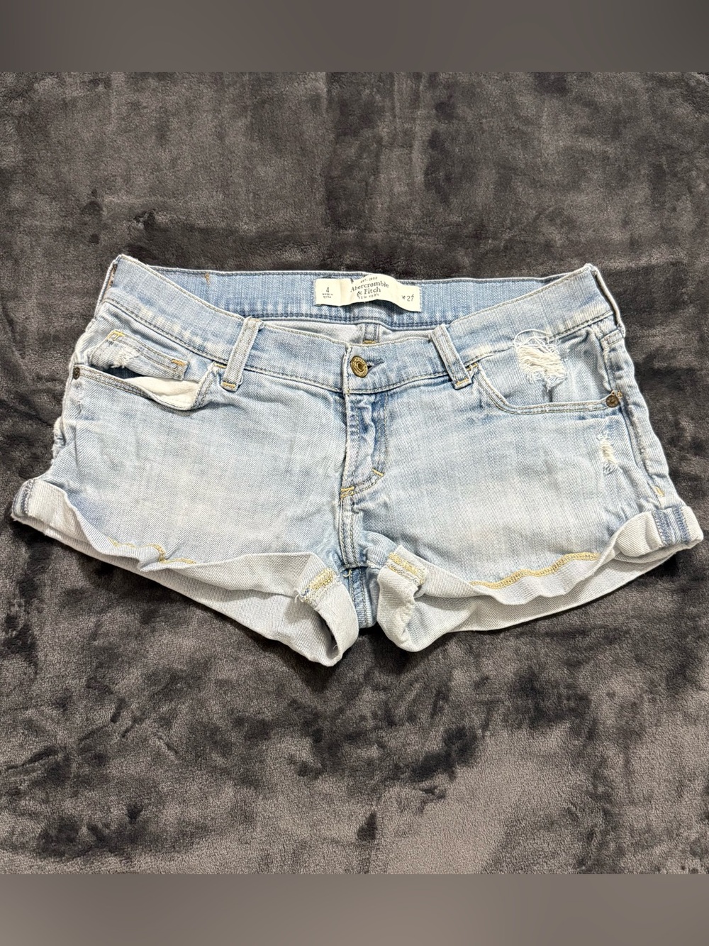 Abercrombie & Fitch Light Blue Rolled Hem Denim Shorts